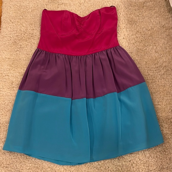 Britt Ryan Silk Tiered Strapless Colorblock Dress Size 8 NWT - Picture 1 of 5